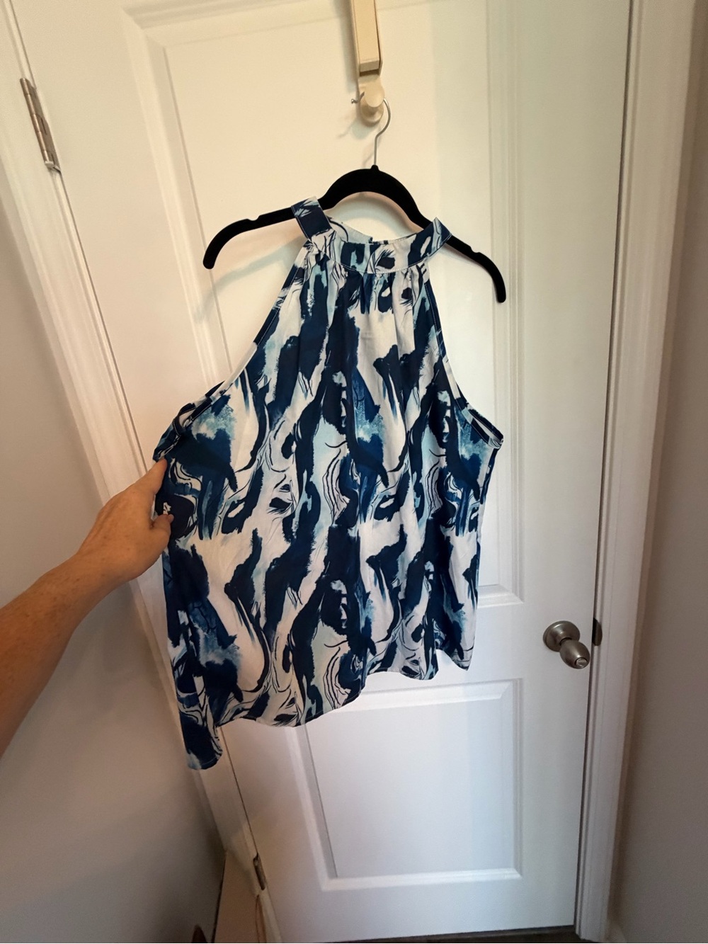 Sleeveless Blue Marble Halter Top